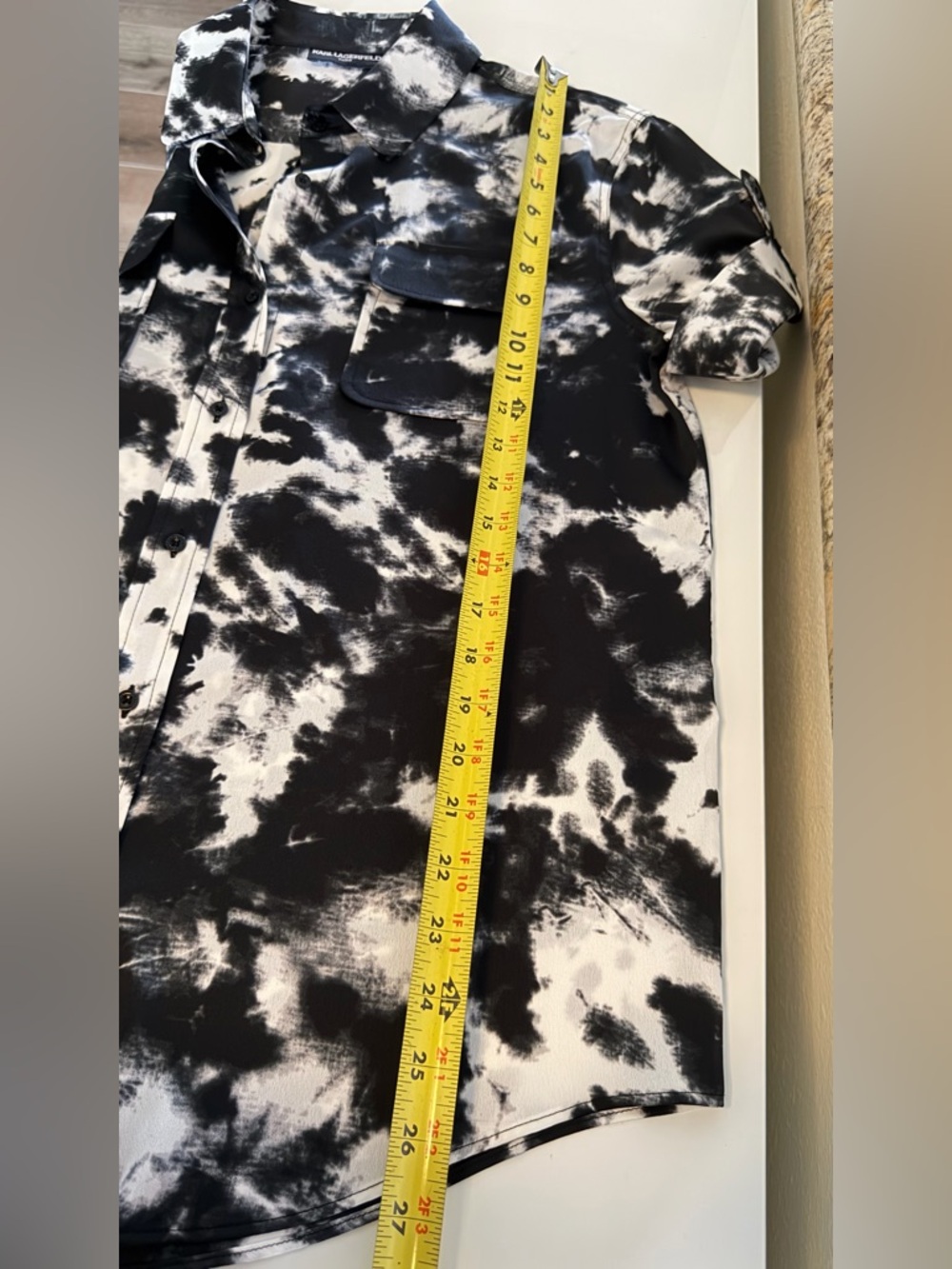 Karl Lagerfeld Black & White Tie-Dye Shirt - Picture 8 of 9